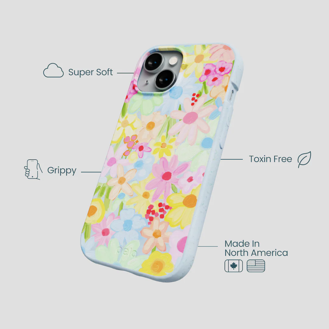 Powder Blue Flora Foam iPhone 15 Case - Image 3