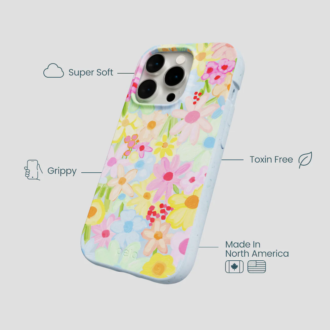 Powder Blue Flora Foam iPhone 15 Pro Case - Image 3