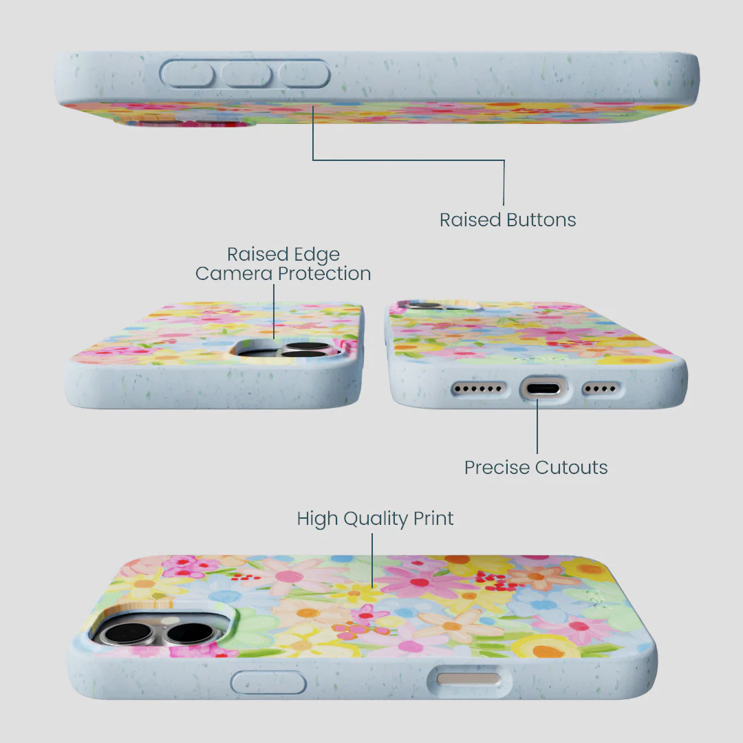 Powder Blue Flora Foam iPhone 16 Plus Case - Image 2