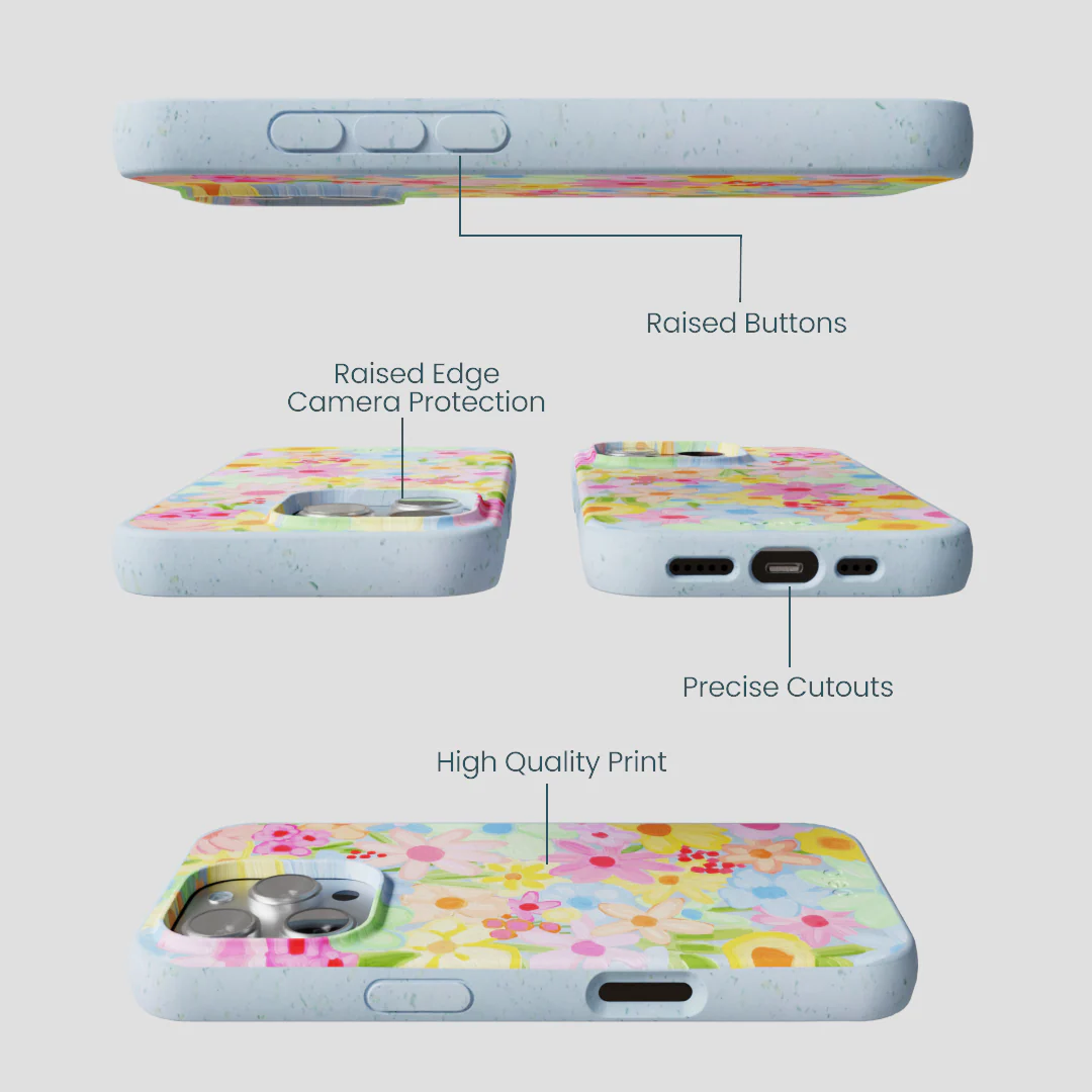 Powder Blue Flora Foam iPhone 16 Pro Case - Image 2