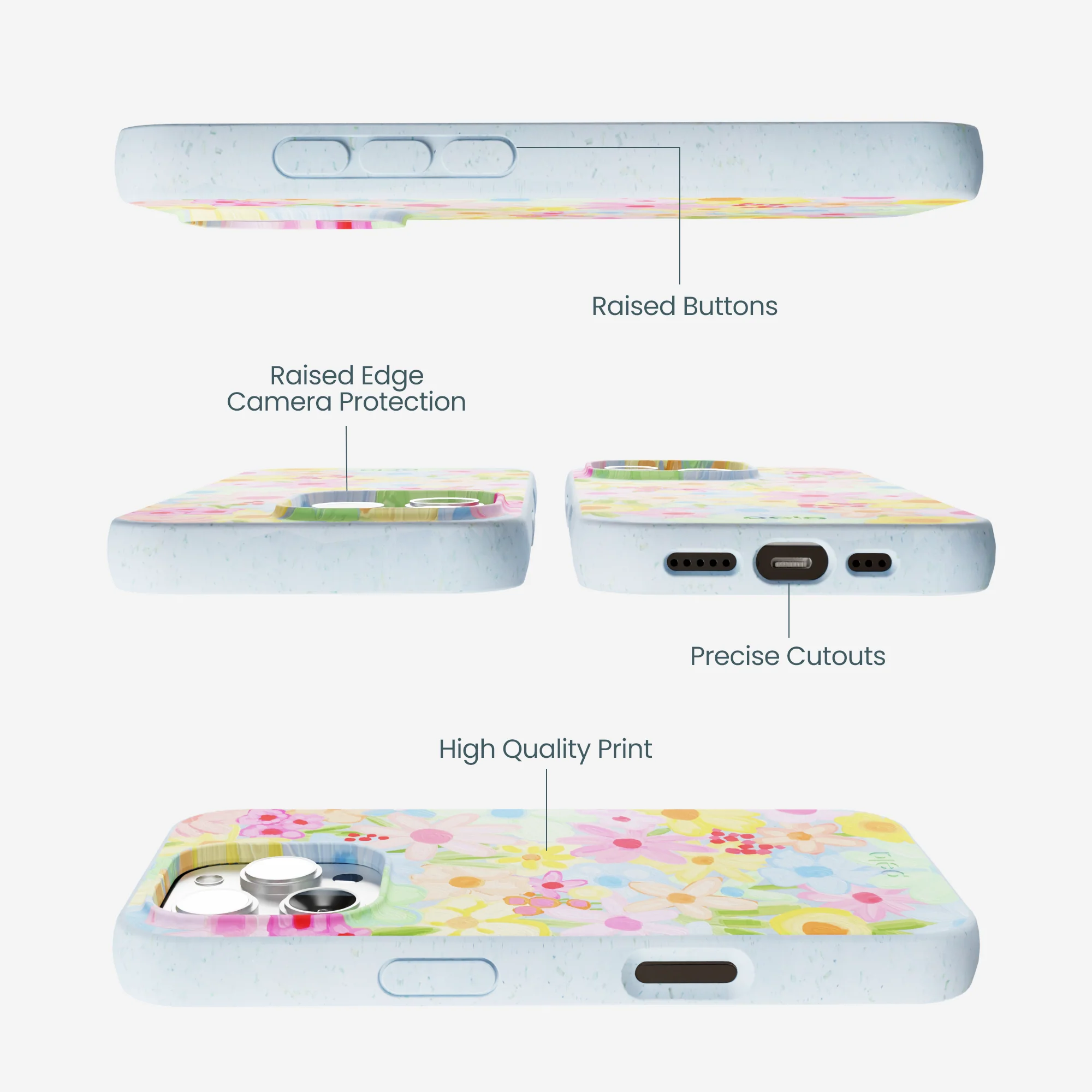 Powder Blue Flora Foam iPhone 16 Pro Max Case - Image 2