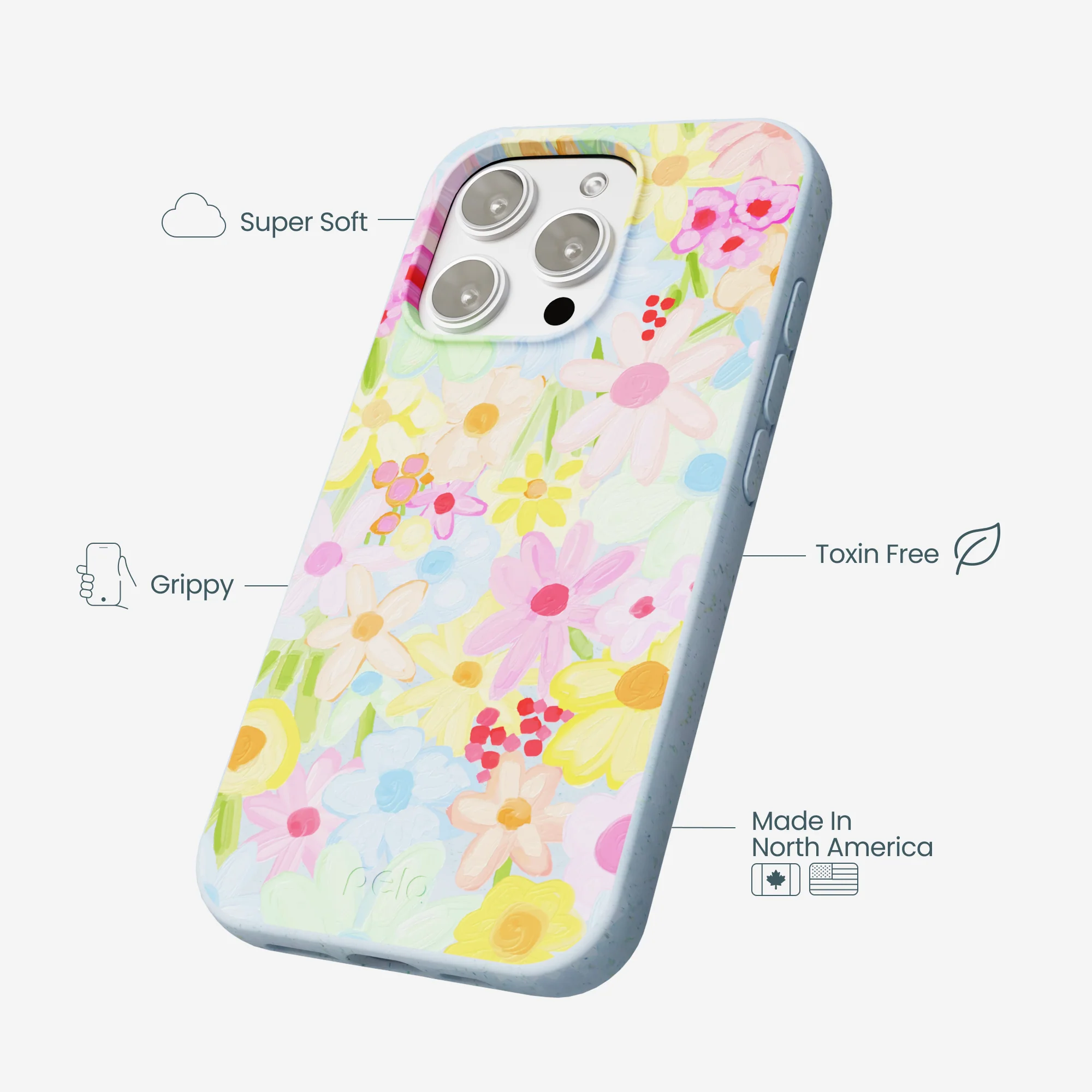Powder Blue Flora Foam iPhone 16 Pro Max Case - Image 3
