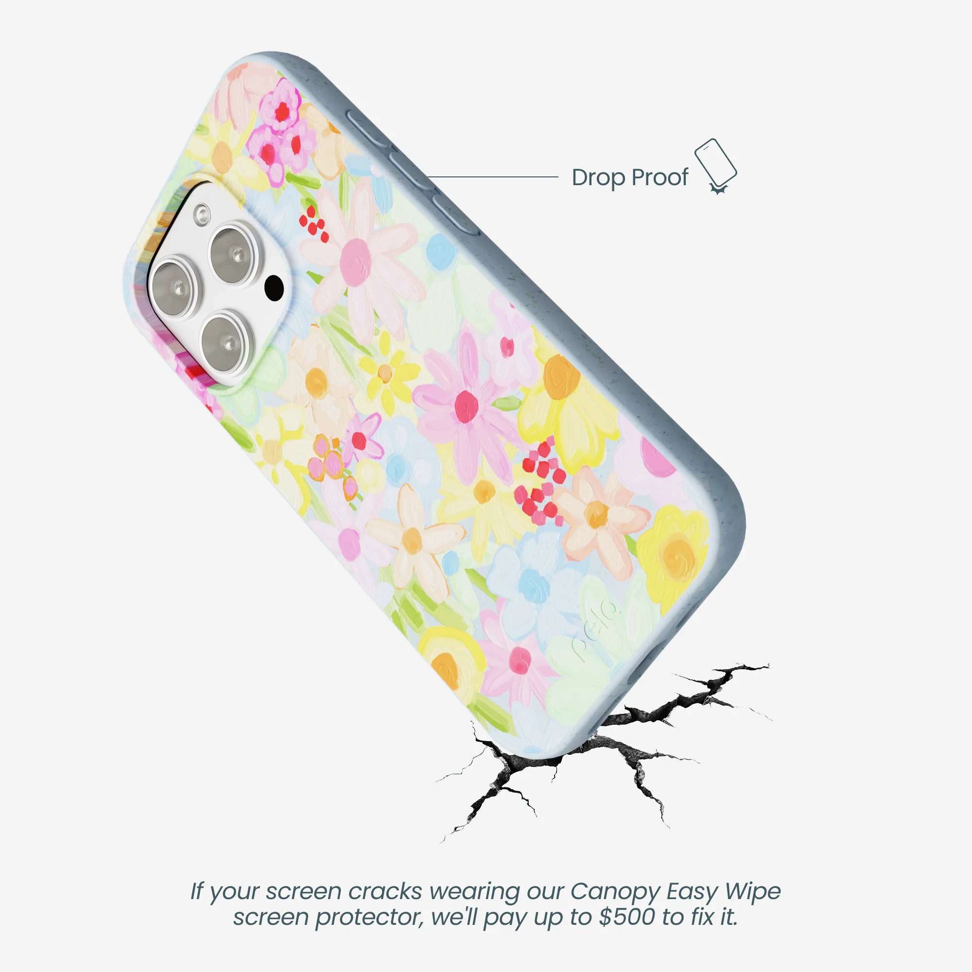 Powder Blue Flora Foam iPhone 16 Pro Max Case - Image 4