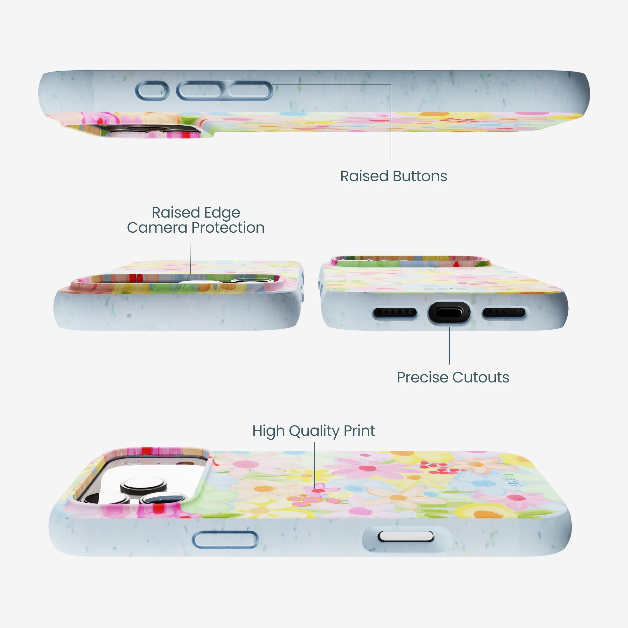 Powder Blue Flora Foam iPhone 17 Pro Max Case - Image 2
