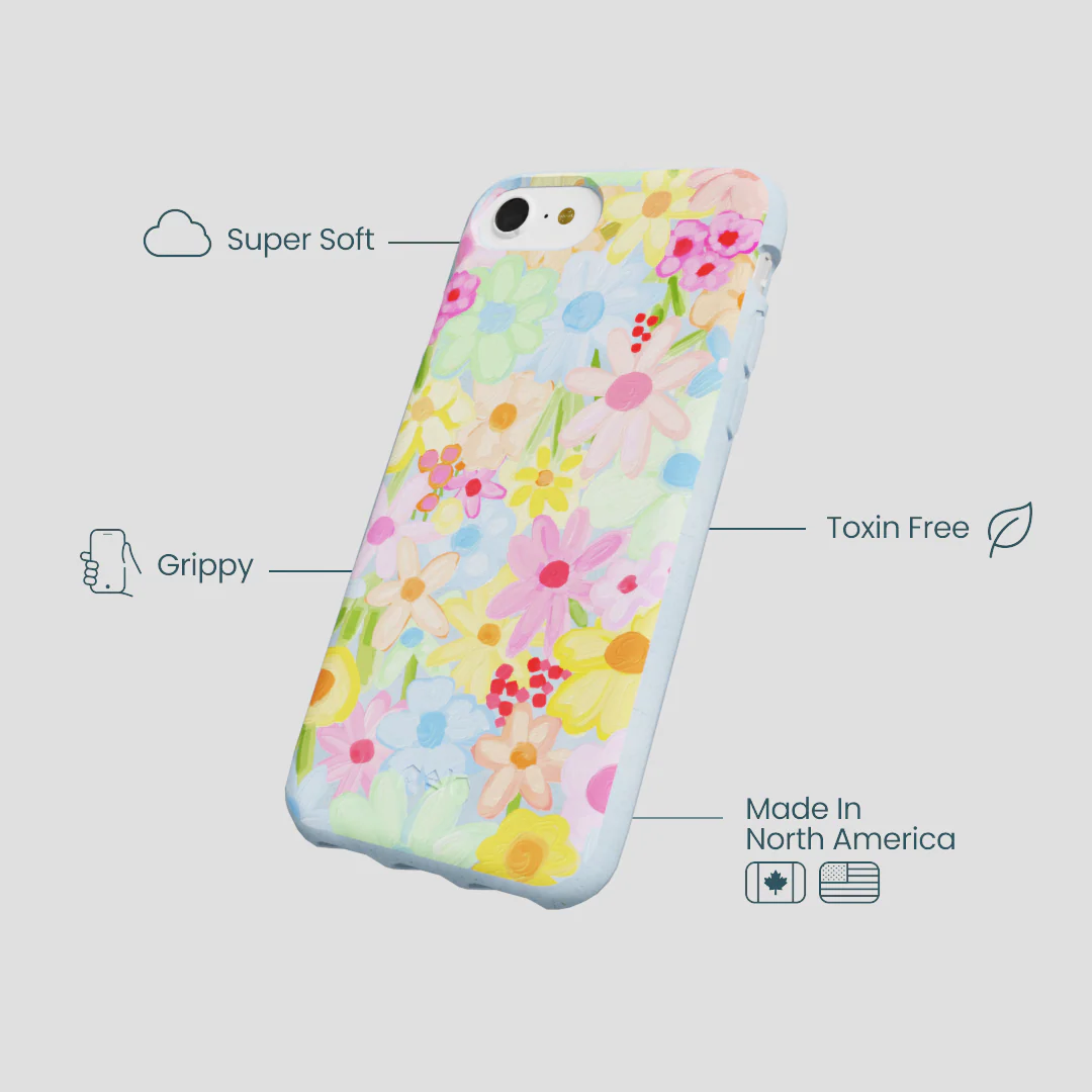 Powder Blue Flora Foam iPhone 6/6s/7/8/SE Case - Image 3