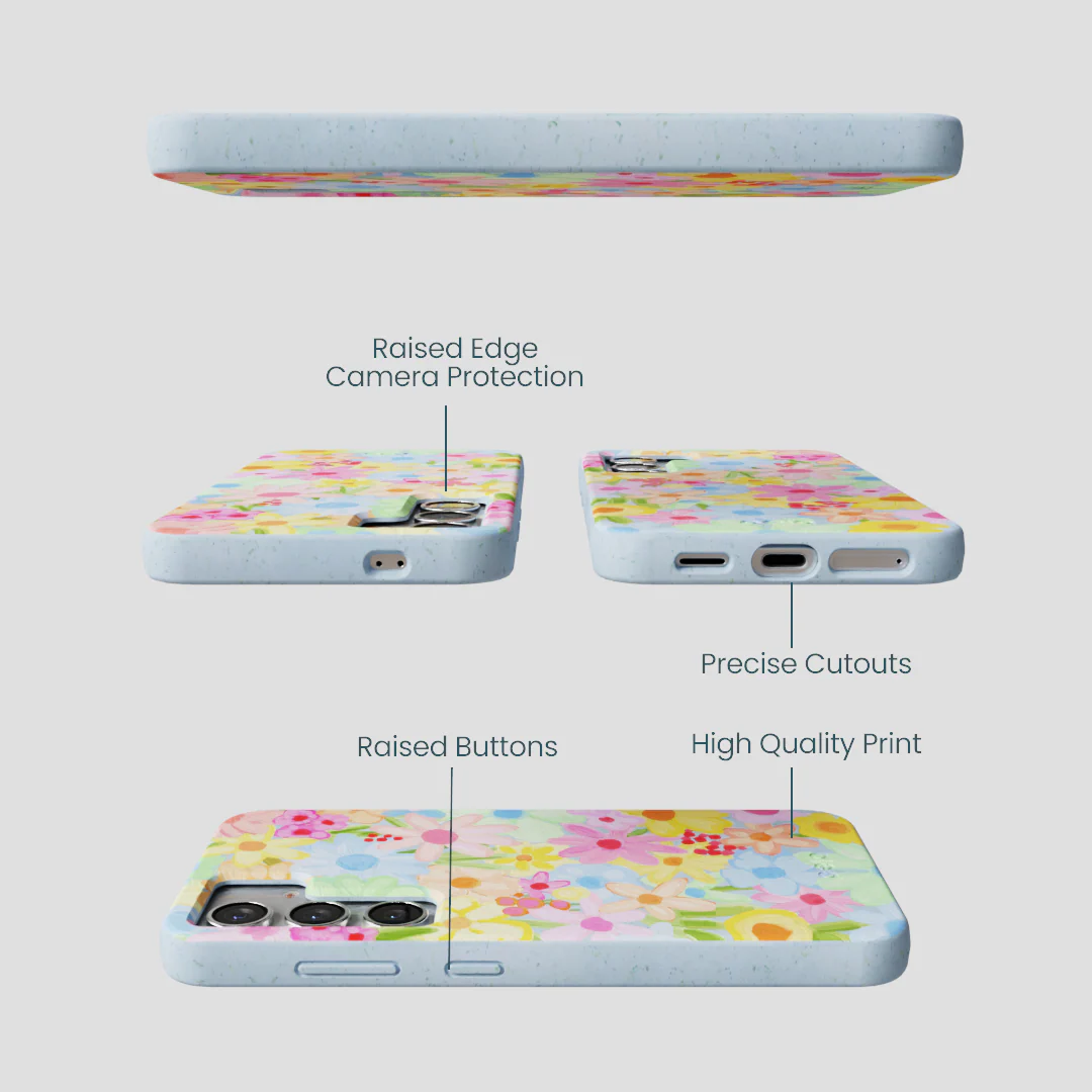 Powder Blue Flora Foam Samsung Galaxy S25 Case - Image 2