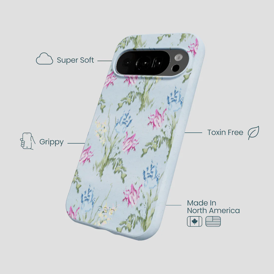 Powder Blue Floral Tapestry Google Pixel 10/10 Pro Case - Image 3