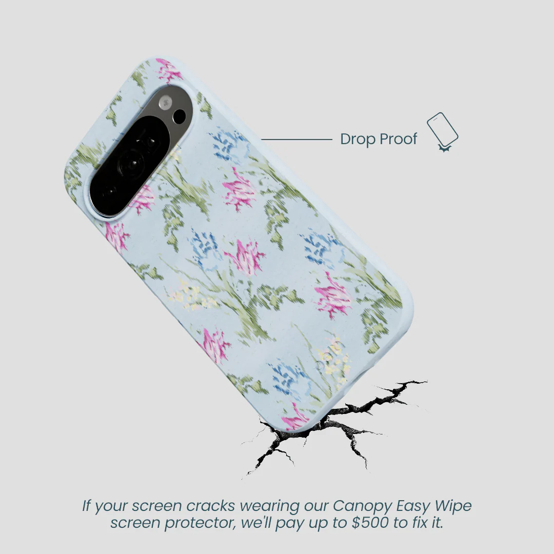 Powder Blue Floral Tapestry Google Pixel 10/10 Pro Case - Image 4