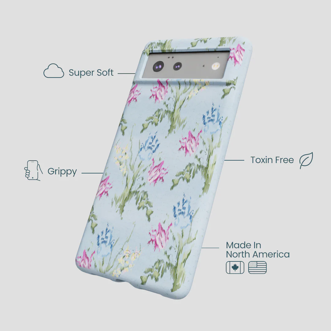 Powder Blue Floral Tapestry Google Pixel 6 Case - Image 3