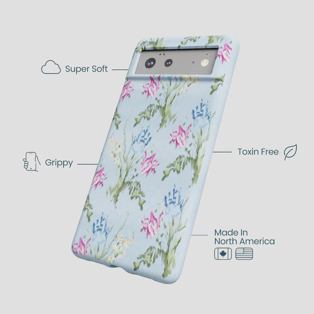 Powder Blue Floral Tapestry Google Pixel 6a Case - Image 3