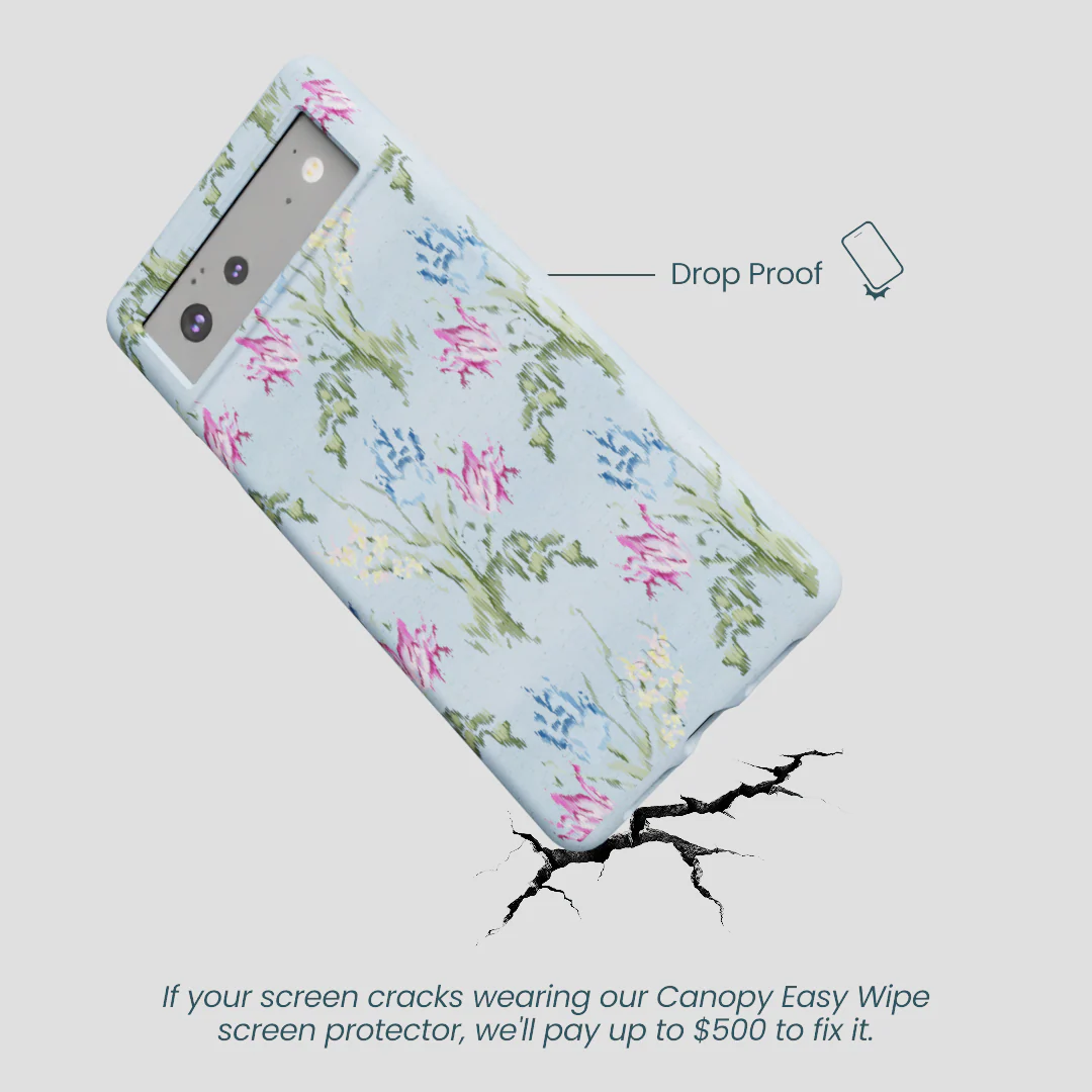 Powder Blue Floral Tapestry Google Pixel 6a Case - Image 4