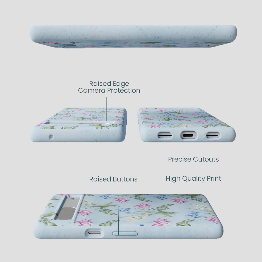 Powder Blue Floral Tapestry Google Pixel 7 Case - Image 2
