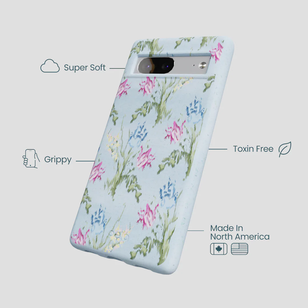Powder Blue Floral Tapestry Google Pixel 7 Case - Image 3