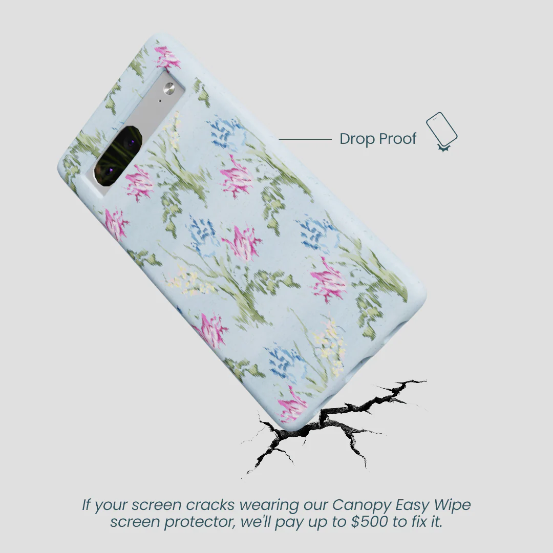 Powder Blue Floral Tapestry Google Pixel 7 Case - Image 4