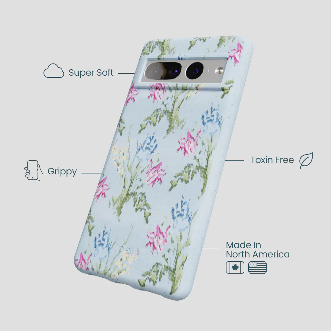 Powder Blue Floral Tapestry Google Pixel 7 Pro Case - Image 3