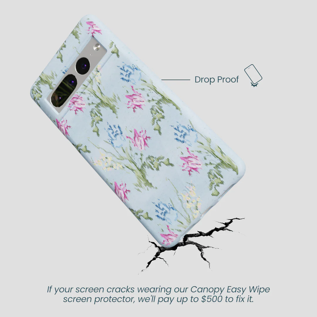 Powder Blue Floral Tapestry Google Pixel 7 Pro Case - Image 4