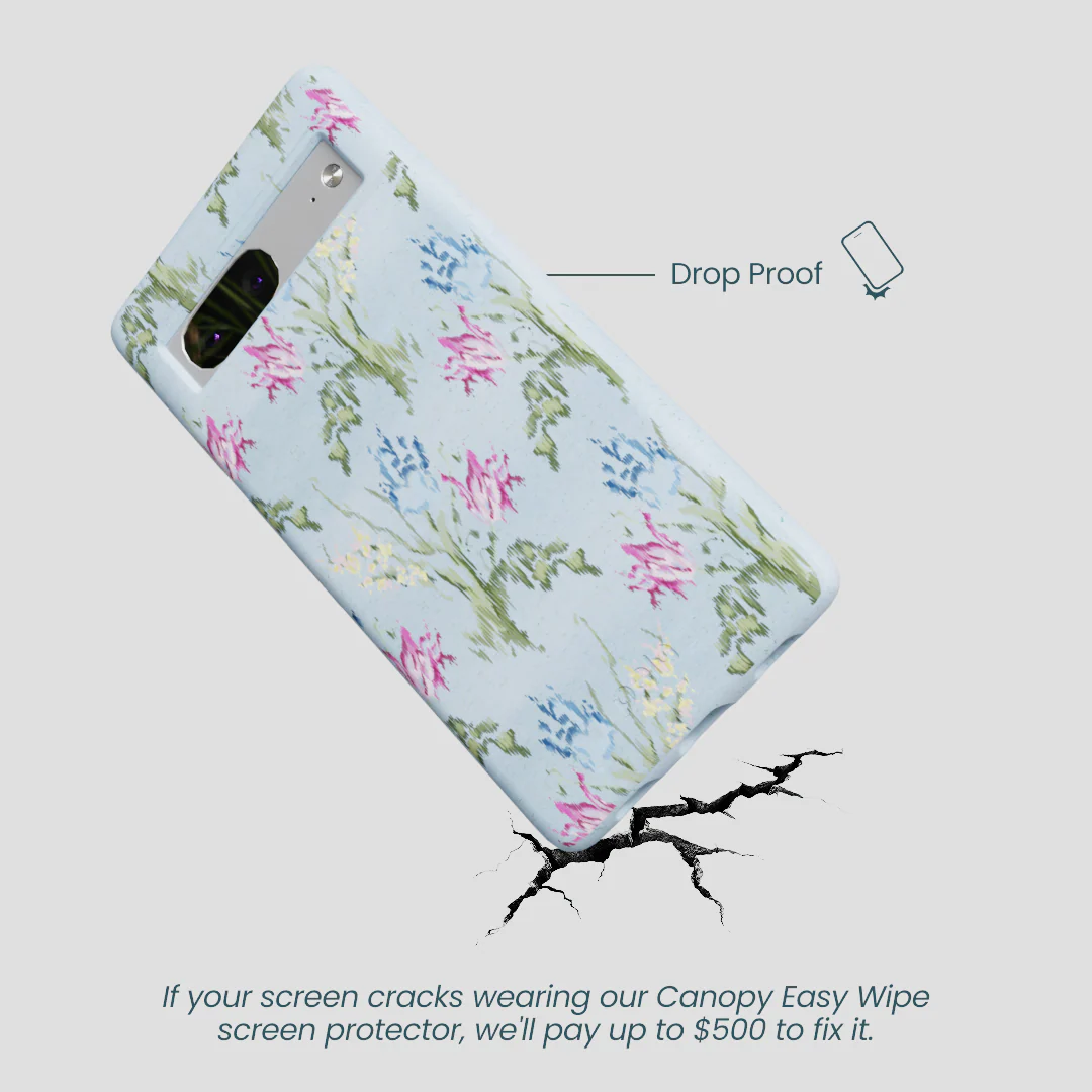 Powder Blue Floral Tapestry Google Pixel 7a Case - Image 4