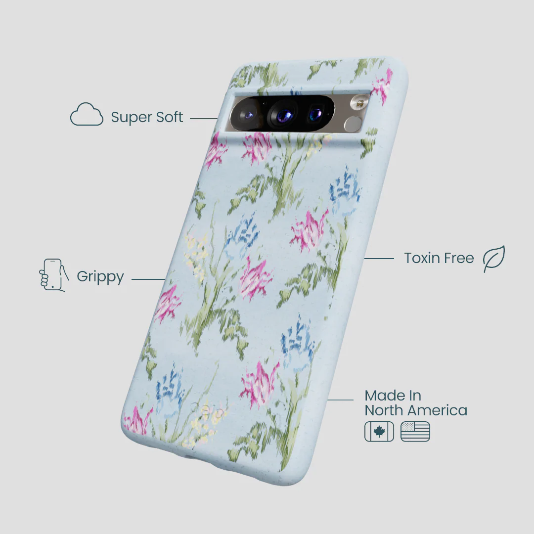Powder Blue Floral Tapestry Google Pixel 8 Pro Case - Image 3