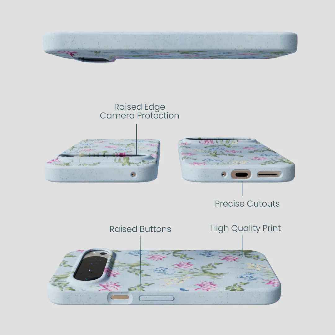 Powder Blue Floral Tapestry Google Pixel 9/9 Pro Case - Image 2