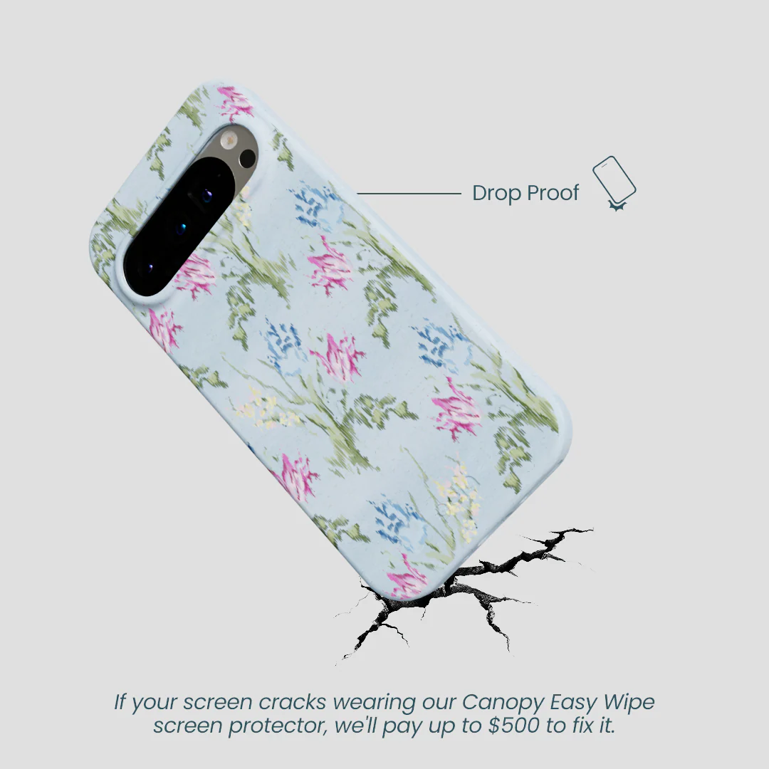 Powder Blue Floral Tapestry Google Pixel 9/9 Pro Case - Image 4
