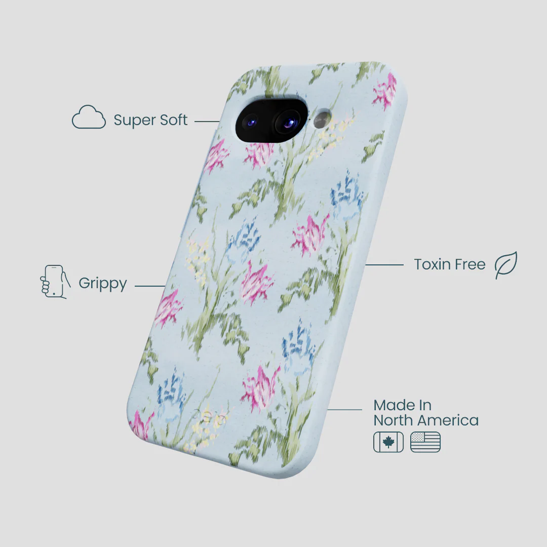 Powder Blue Floral Tapestry Google Pixel 9a Case - Image 3