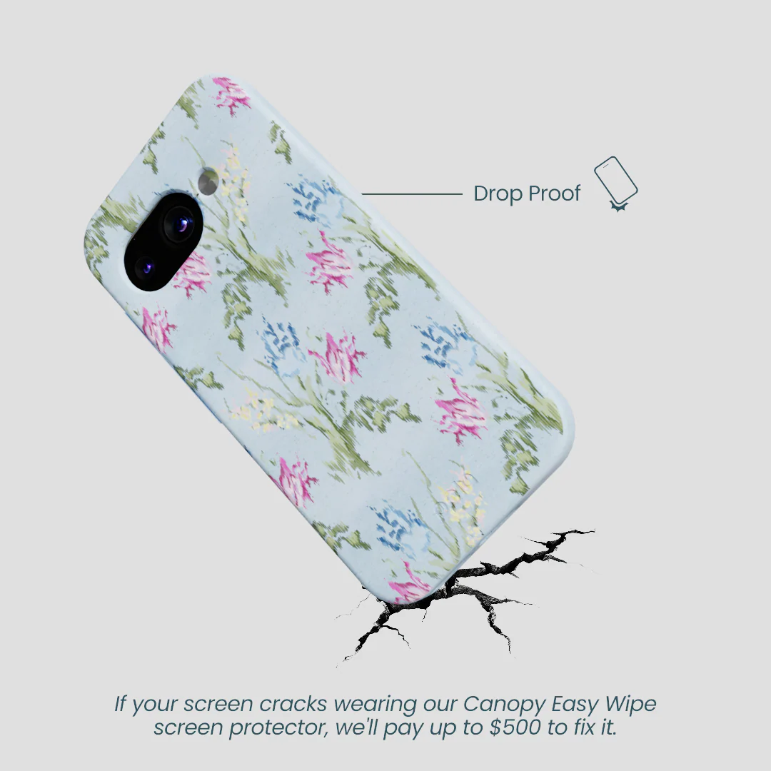 Powder Blue Floral Tapestry Google Pixel 9a Case - Image 4