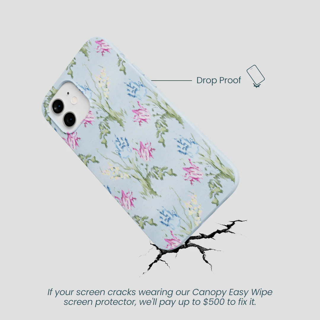 Powder Blue Floral Tapestry iPhone 12/ iPhone 12 Pro Case - Image 5