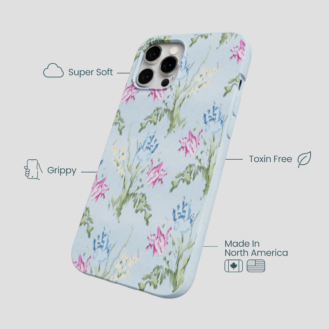 Powder Blue Floral Tapestry iPhone 12 Pro Max Case - Image 4