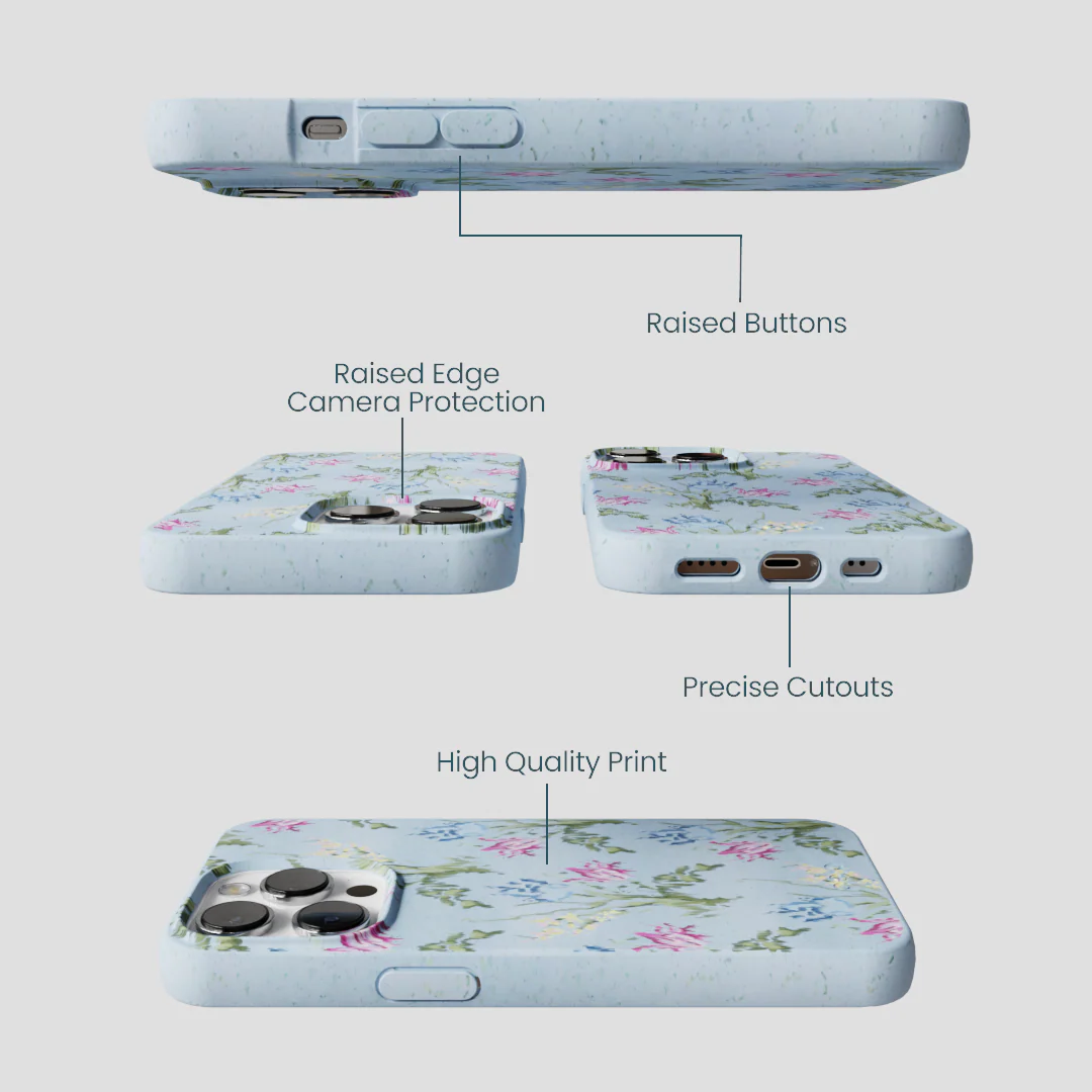 Powder Blue Floral Tapestry iPhone 13 Pro Case - Image 3