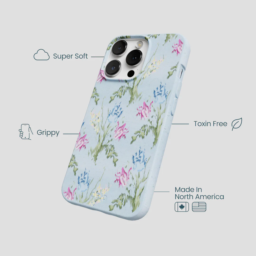 Powder Blue Floral Tapestry iPhone 13 Pro Case - Image 4