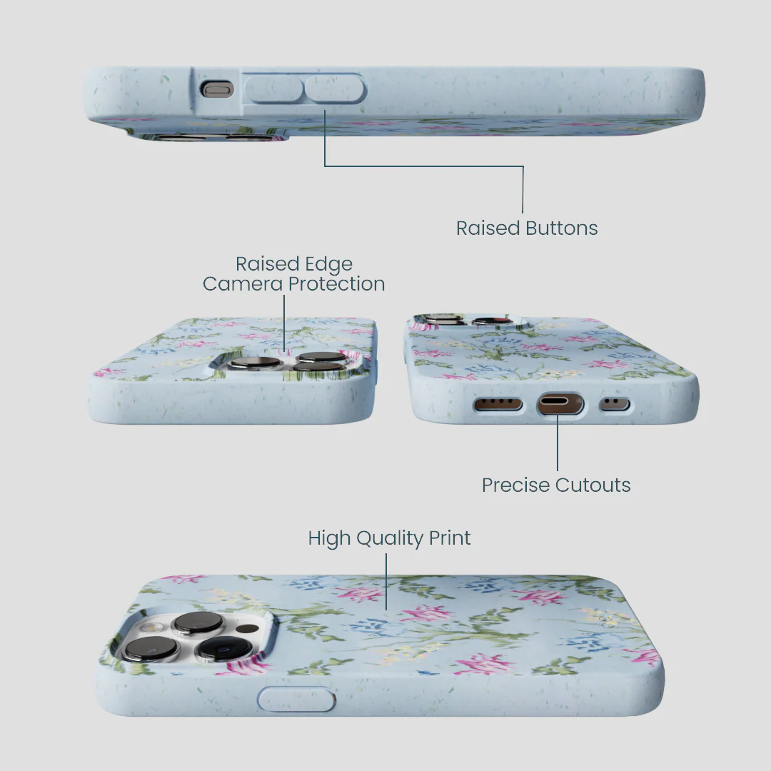 Powder Blue Floral Tapestry iPhone 13 Pro Max Case - Image 3