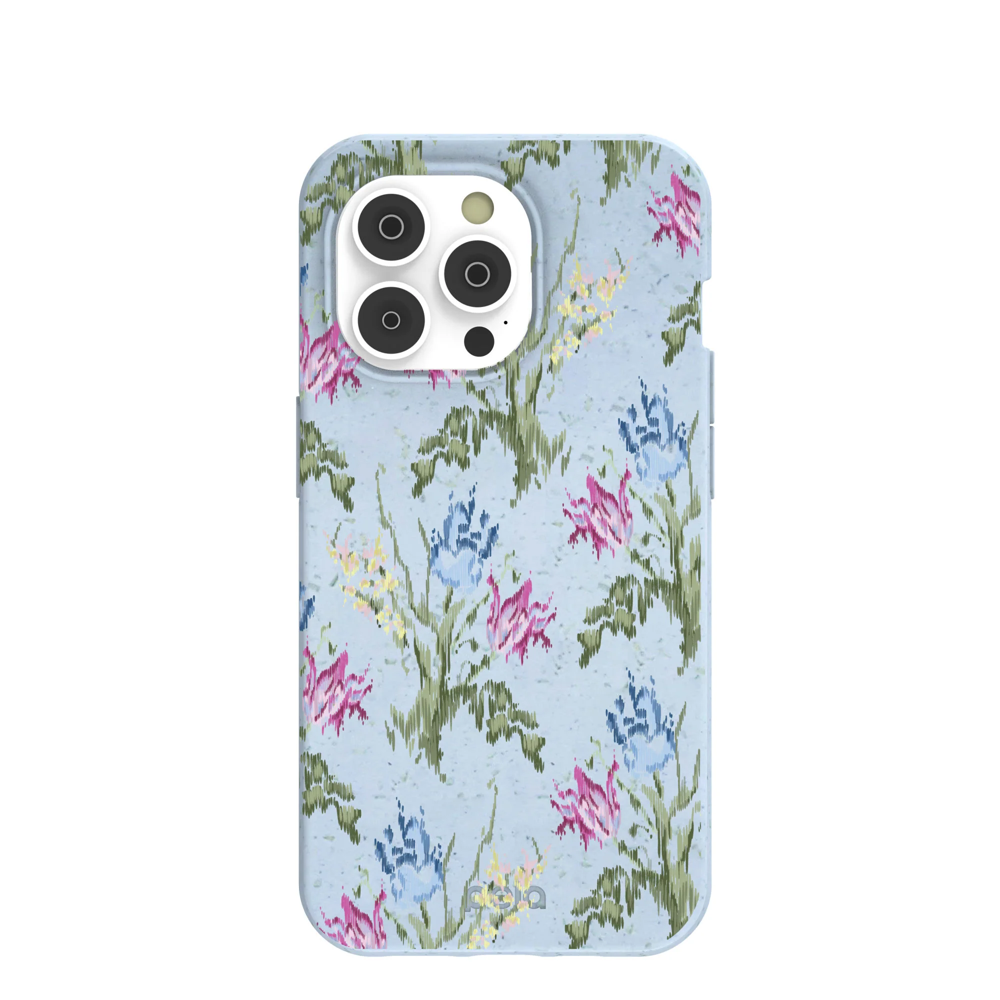 Powder Blue Floral Tapestry iPhone 14 Pro Case