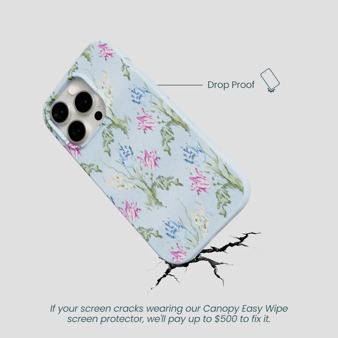 Powder Blue Floral Tapestry iPhone 14 Pro Case - Image 5