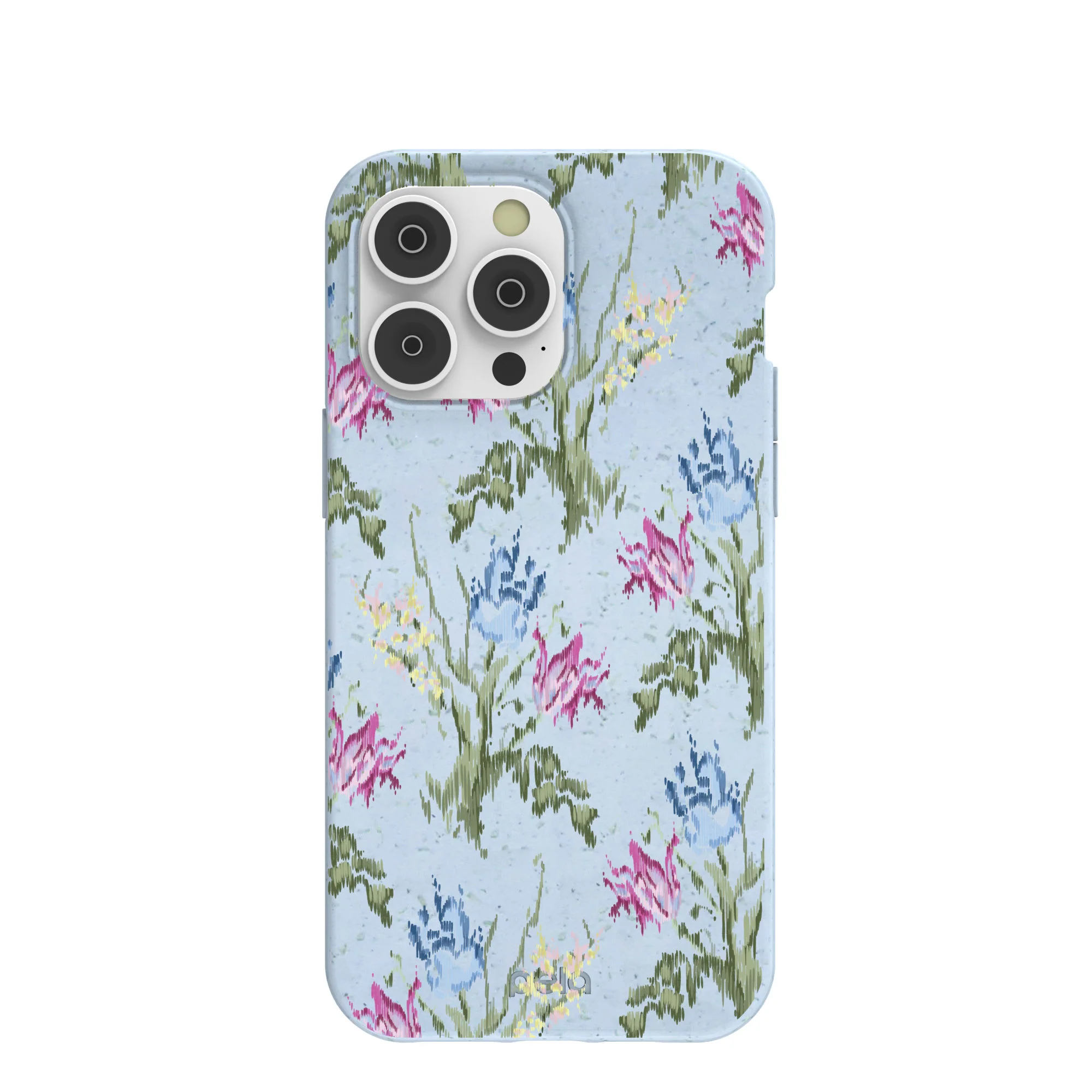 Powder Blue Floral Tapestry iPhone 14 Pro Max Case