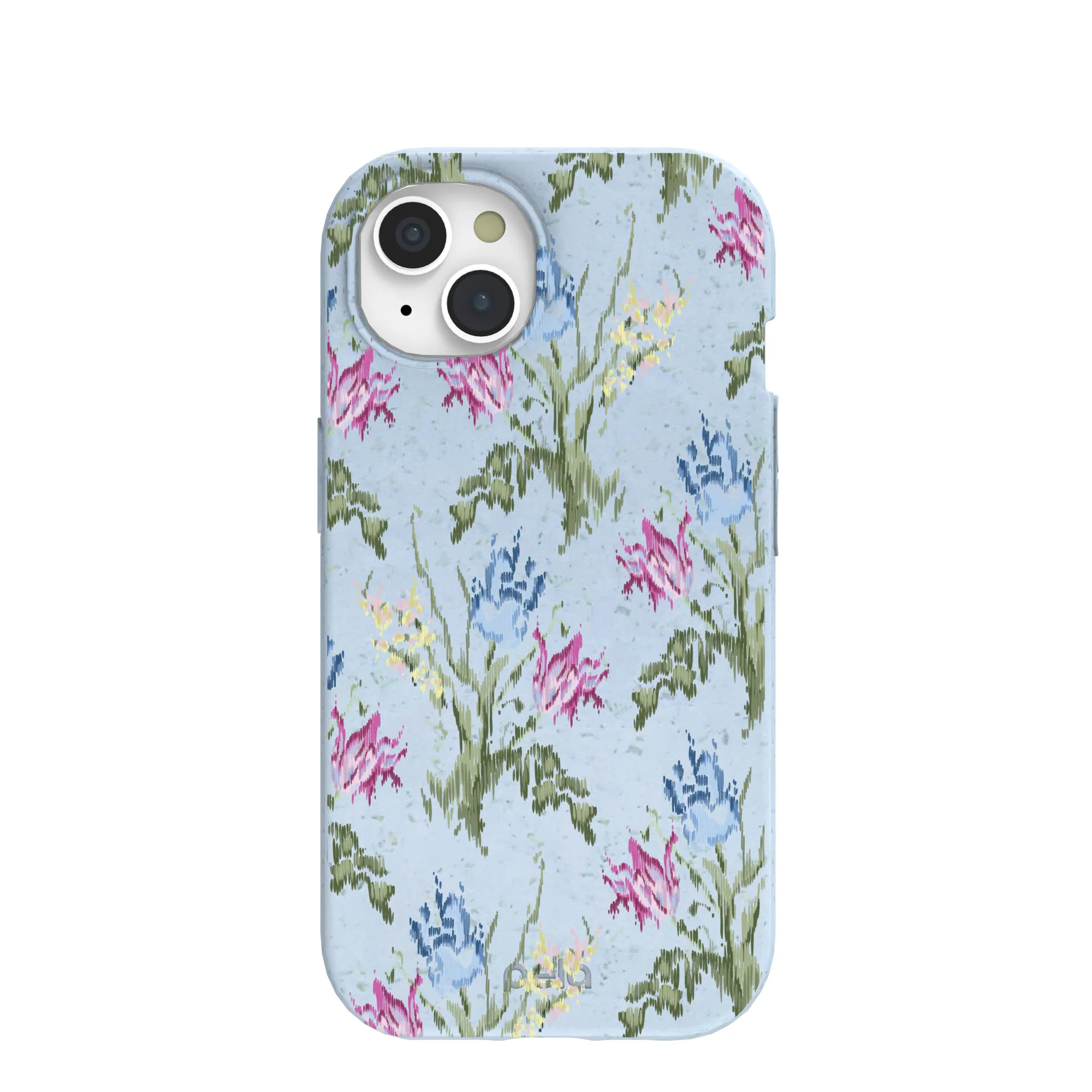 Powder Blue Floral Tapestry iPhone 15 Case