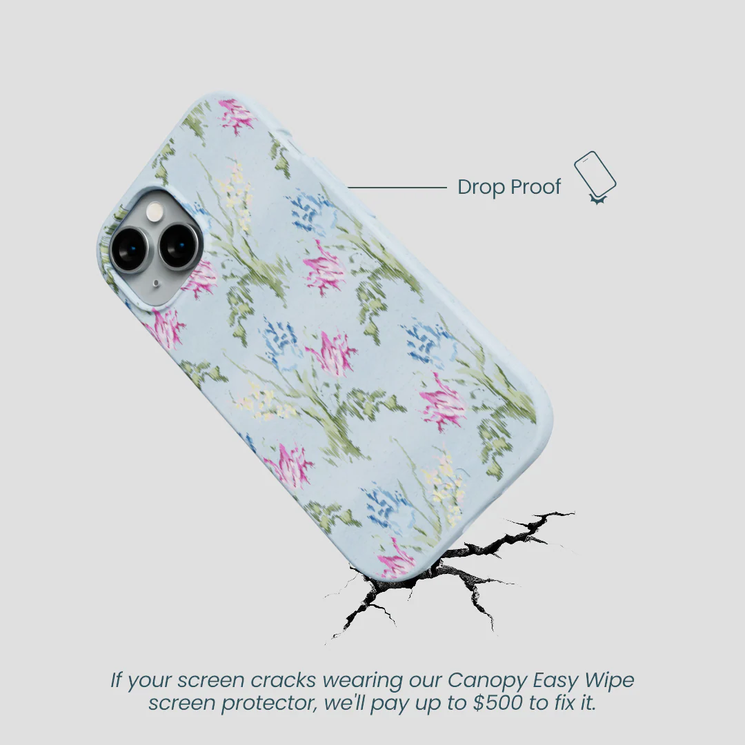 Powder Blue Floral Tapestry iPhone 15 Case - Image 5
