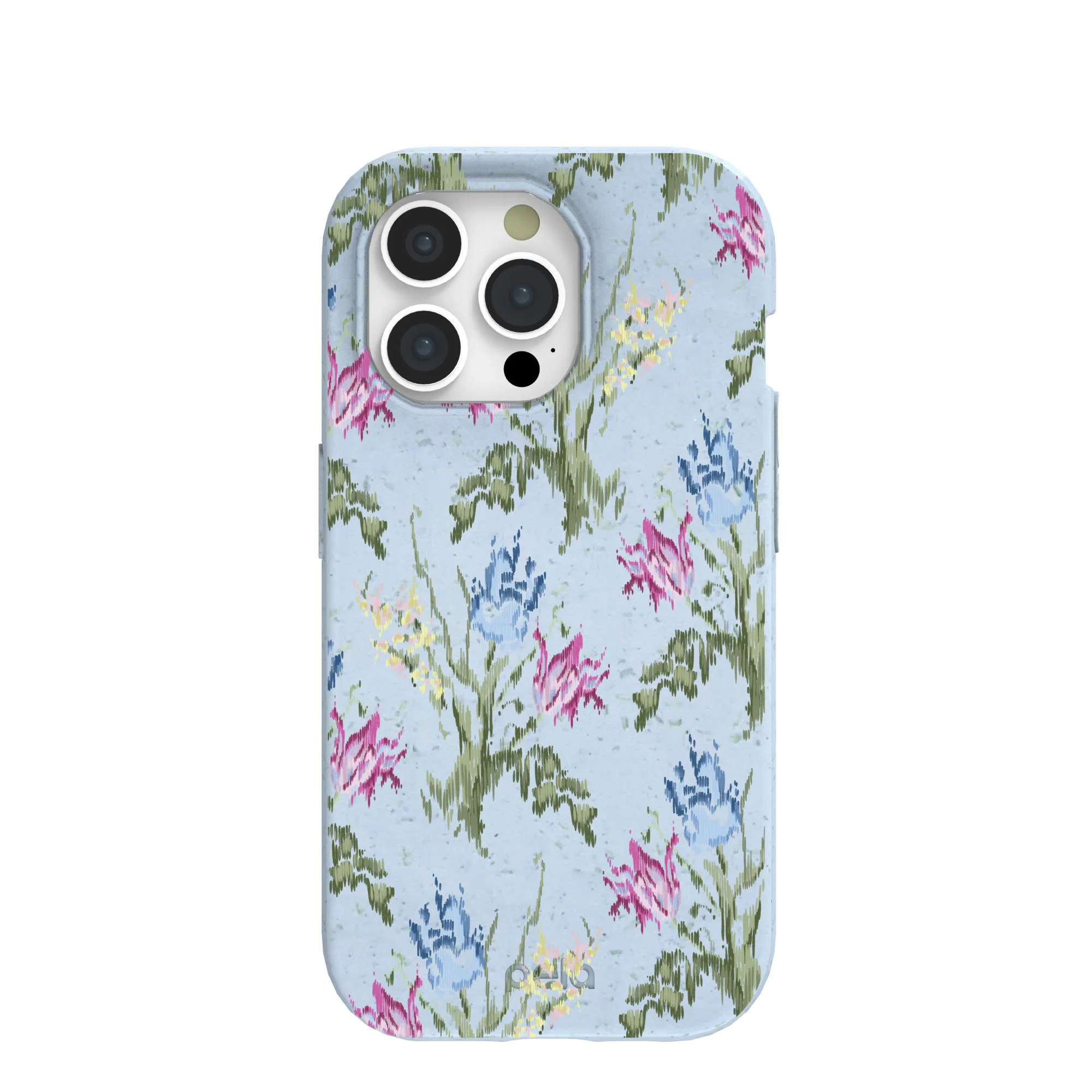 Powder Blue Floral Tapestry iPhone 15 Pro Case
