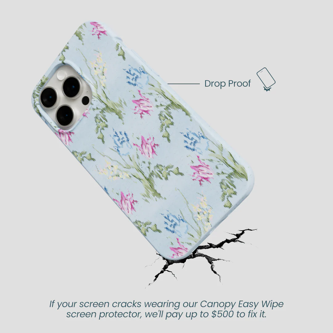 Powder Blue Floral Tapestry iPhone 15 Pro Max Case - Image 5