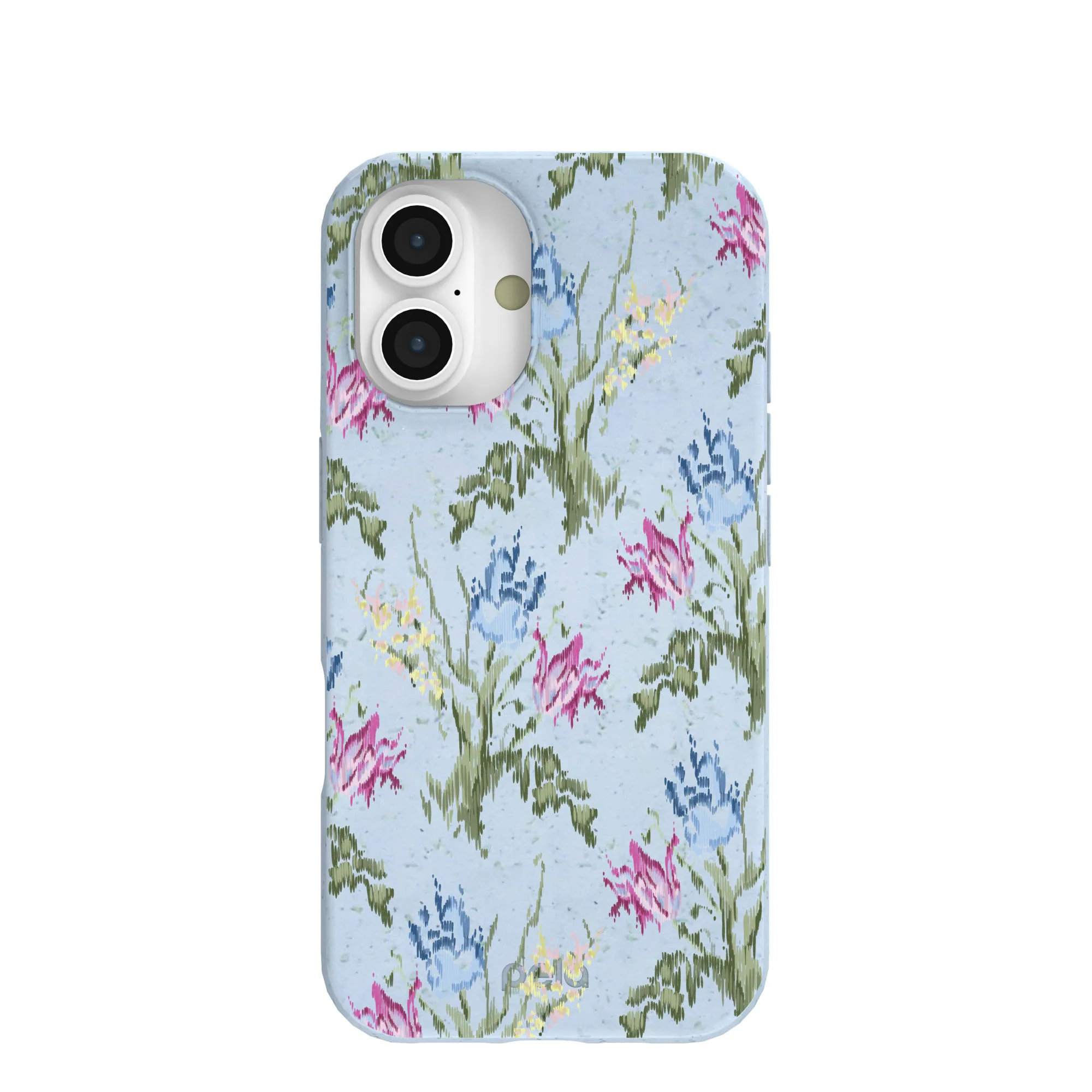 Powder Blue Floral Tapestry iPhone 16 Case