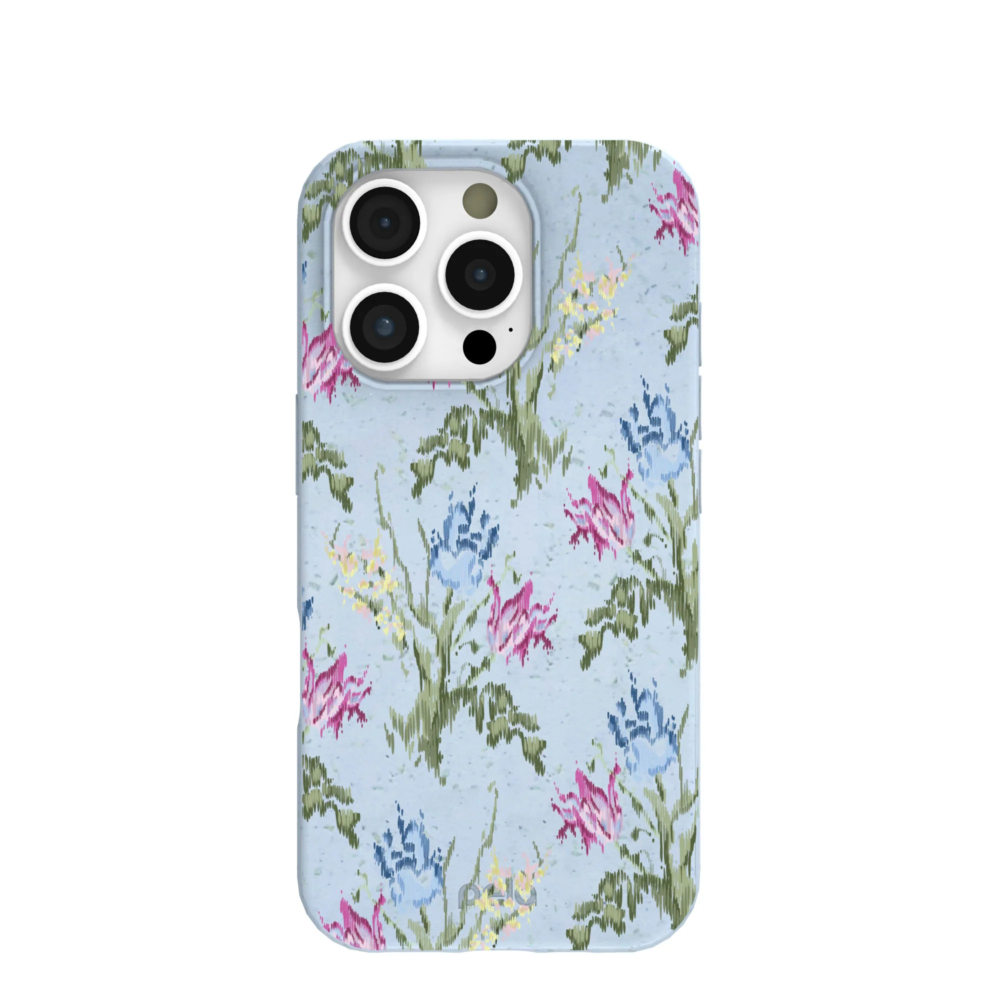 Powder Blue Floral Tapestry iPhone 16 Pro Case