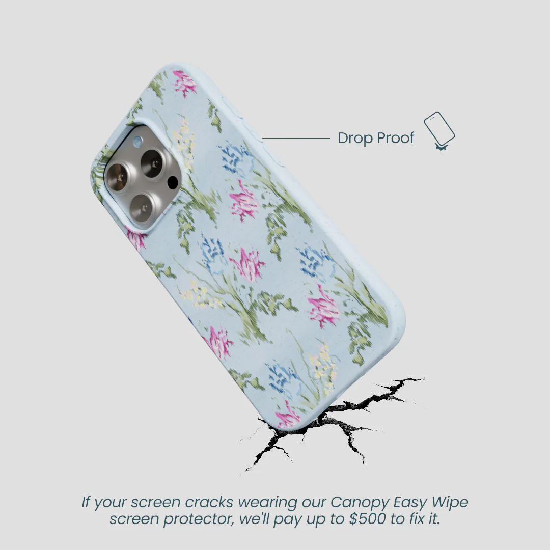 Powder Blue Floral Tapestry iPhone 16 Pro Case - Image 5
