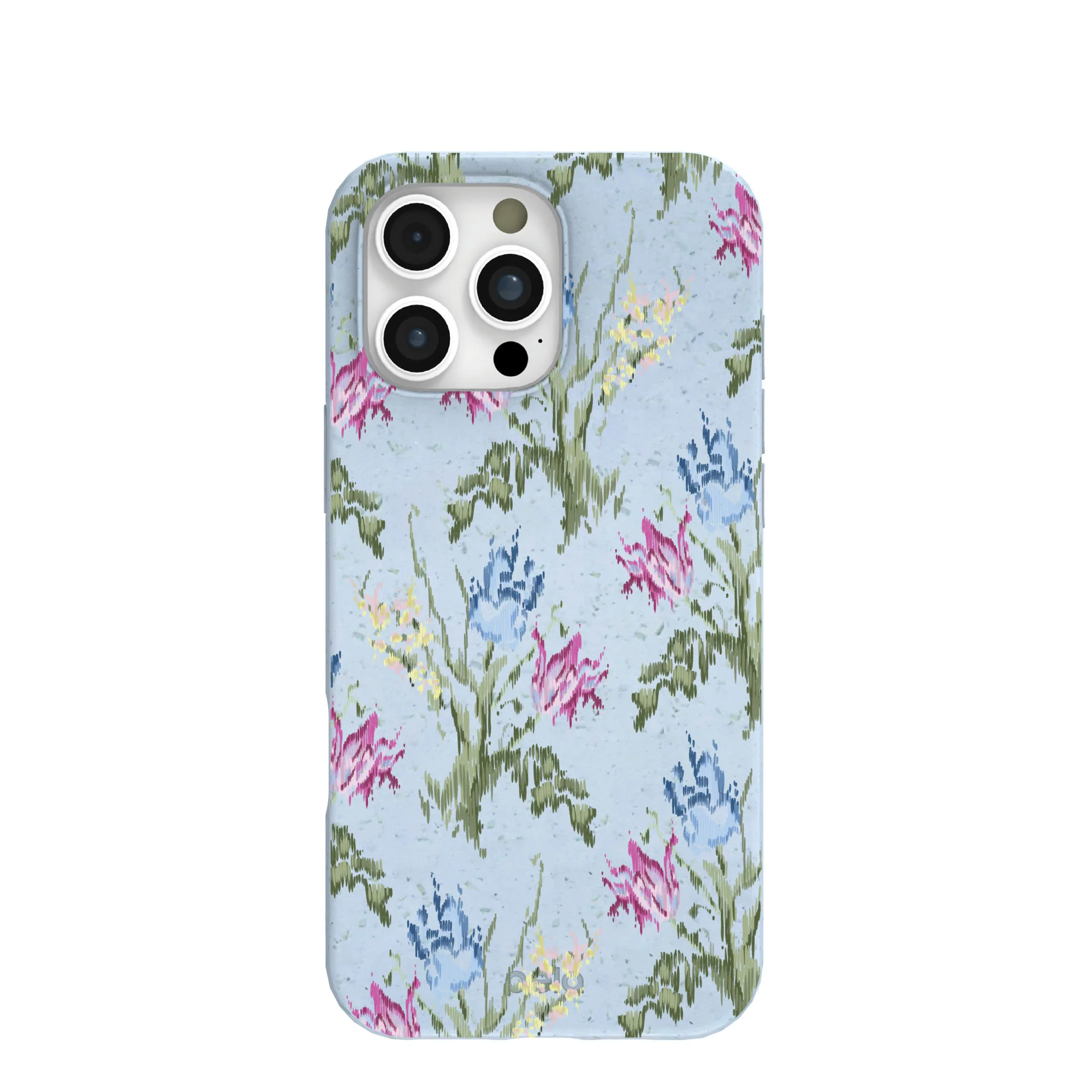Powder Blue Floral Tapestry iPhone 16 Pro Max Case