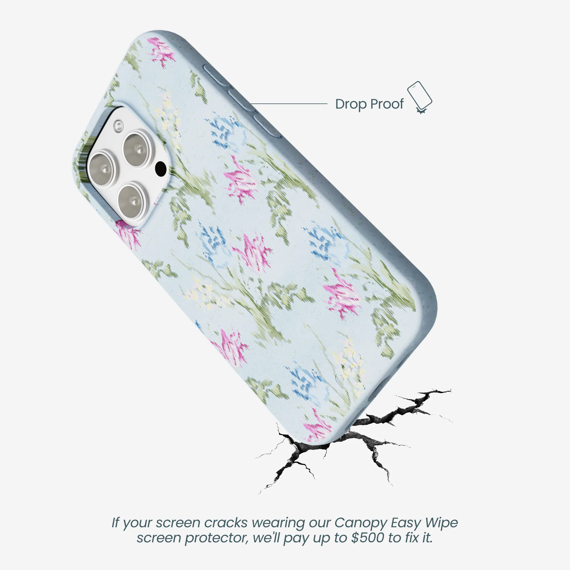 Powder Blue Floral Tapestry iPhone 16 Pro Max Case - Image 5