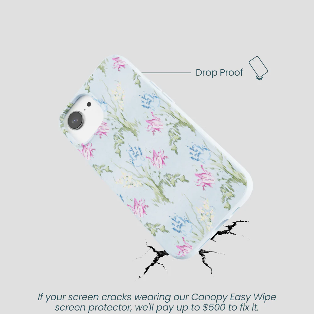 Powder Blue Floral Tapestry iPhone 16e/17e Case - Image 5