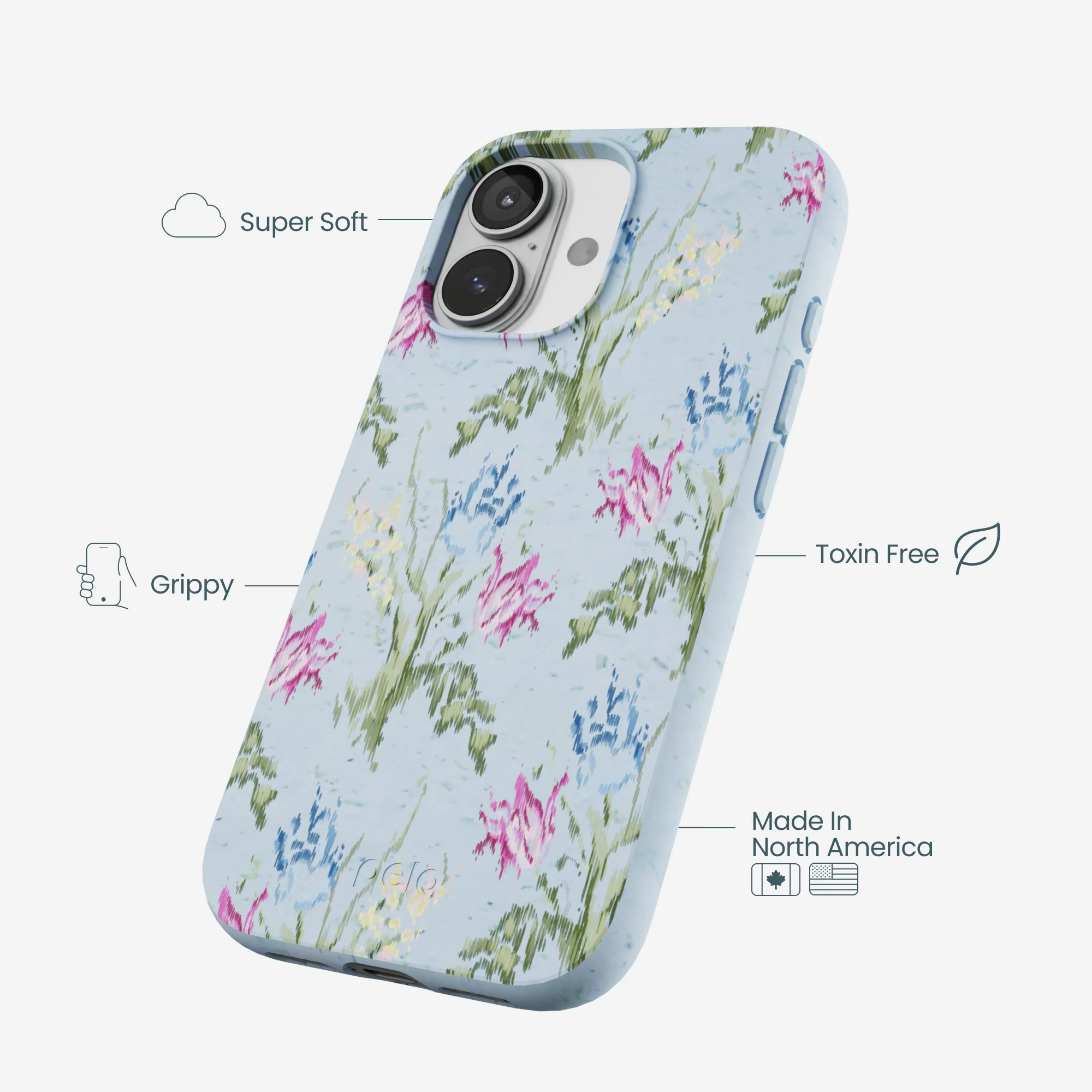 Powder Blue Floral Tapestry iPhone 17 Case - Image 4
