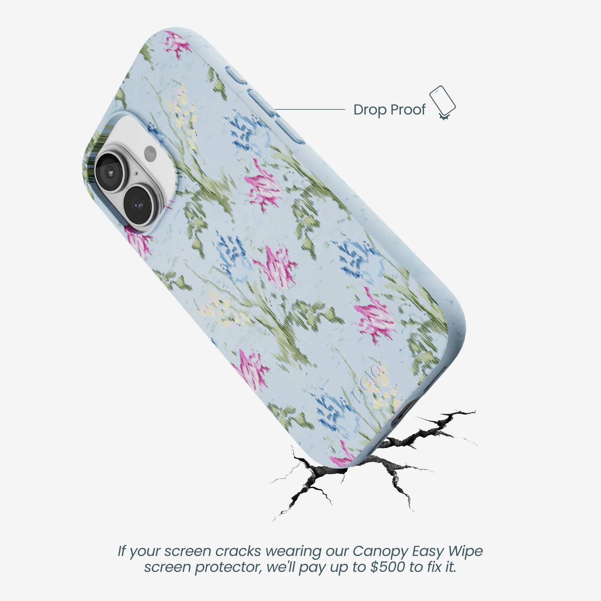 Powder Blue Floral Tapestry iPhone 17 Case - Image 5