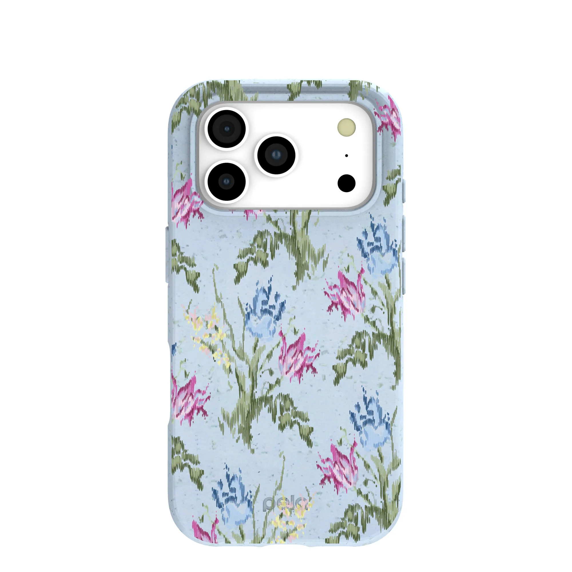 Powder Blue Floral Tapestry iPhone 17 Pro Case