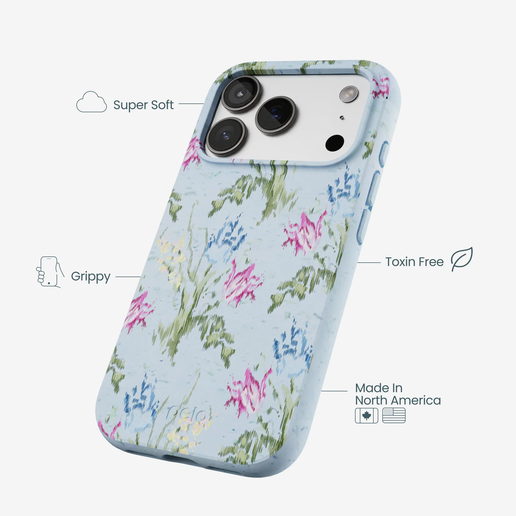 Powder Blue Floral Tapestry iPhone 17 Pro Case - Image 4