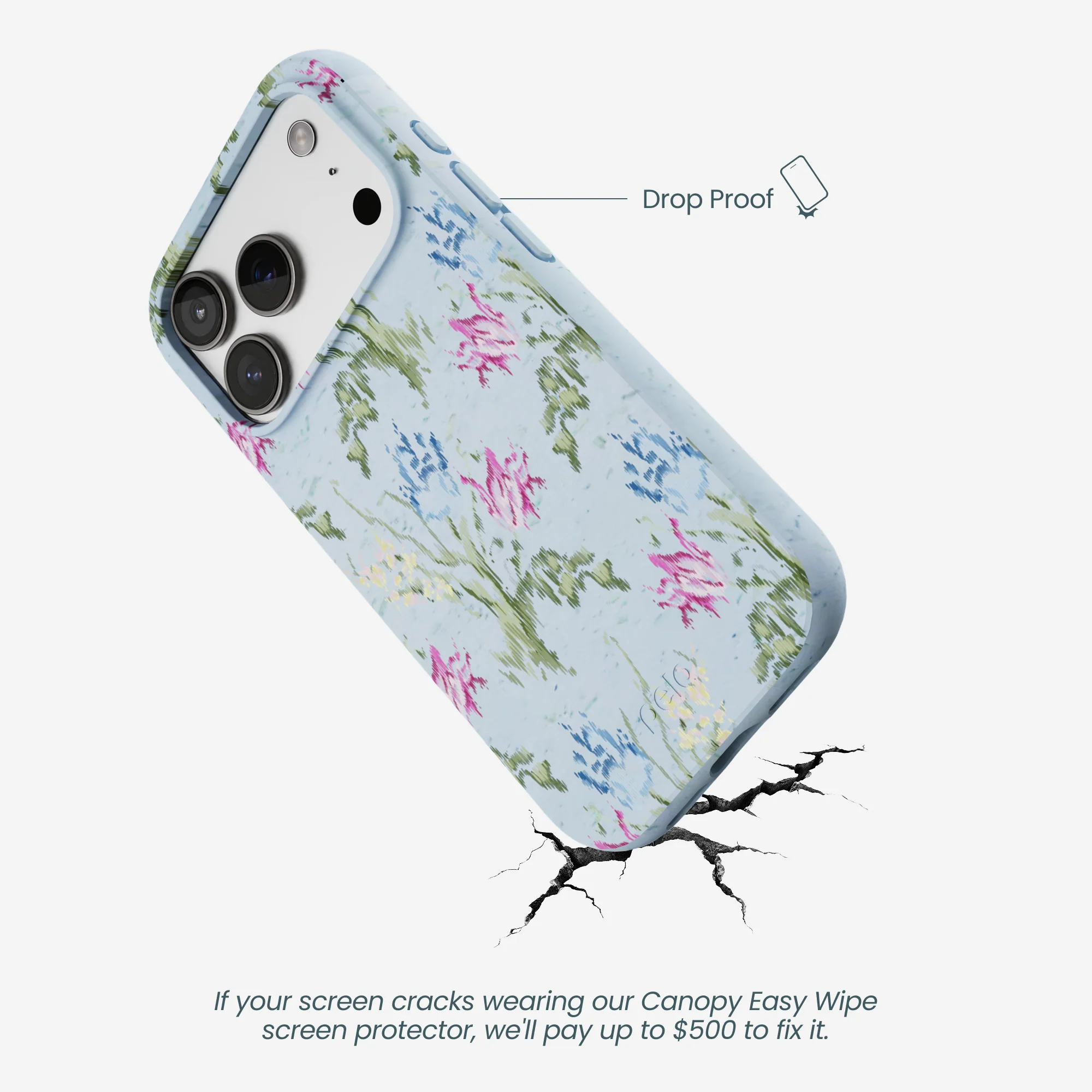 Powder Blue Floral Tapestry iPhone 17 Pro Case - Image 5