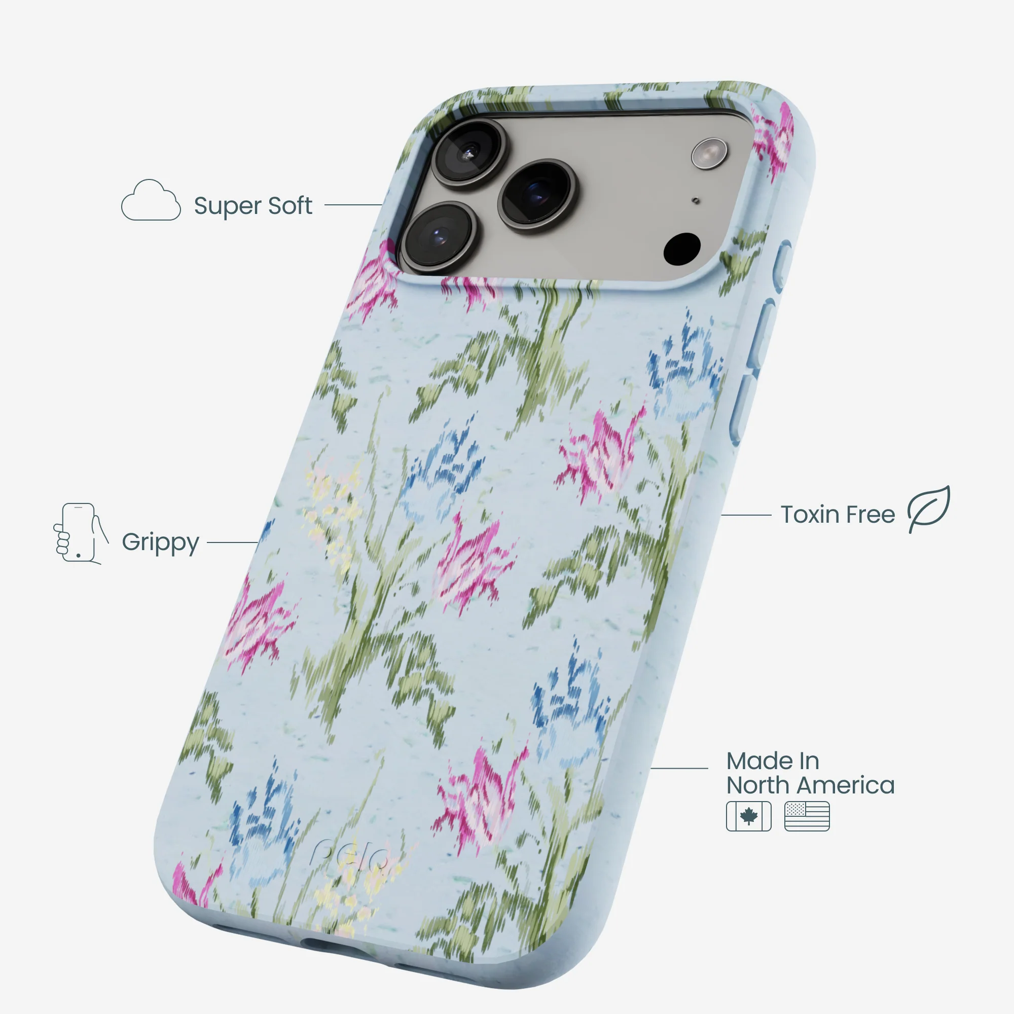 Powder Blue Floral Tapestry iPhone 17 Pro Max Case - Image 4